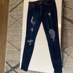 Super comfy dark wash ripped jeans